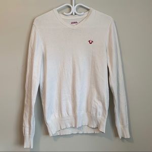 True Religion Cream V-Neck Sweater